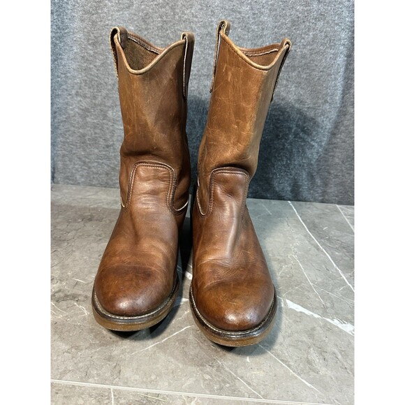 VTG Red Wing Pecos Western Work Boots  Mens 11.5 B Brown Leather Pull On USA main image 9